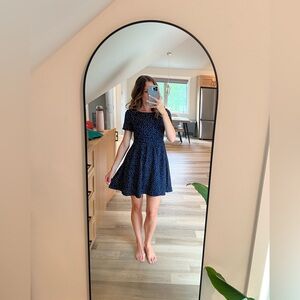 Navy polkadot mini dress